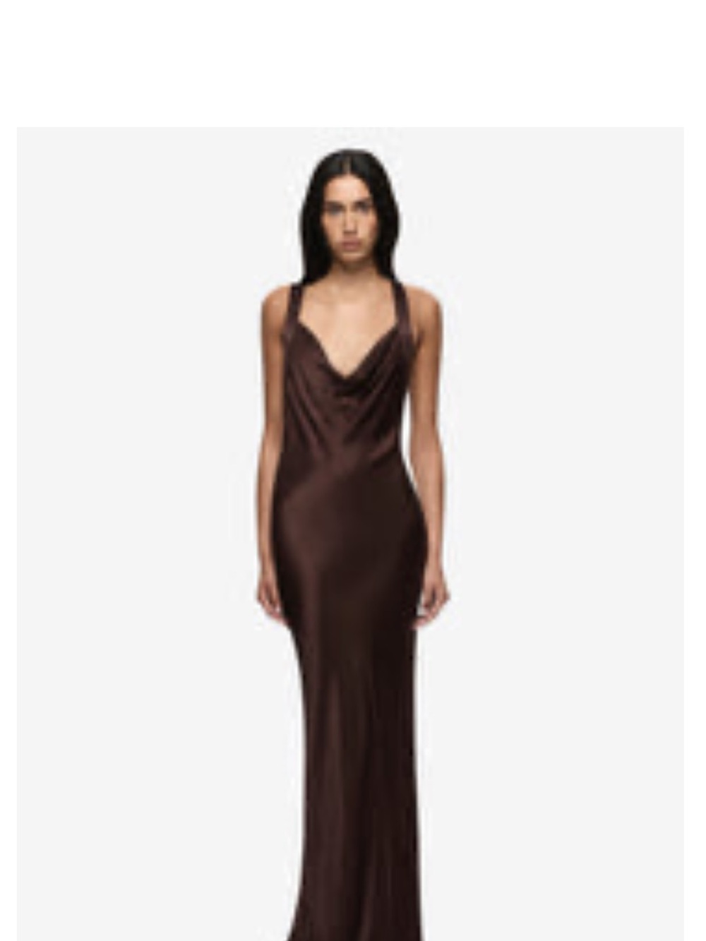 Bec & Bridge Chocolate Brown Satin Cowl Neck Maxi Dress